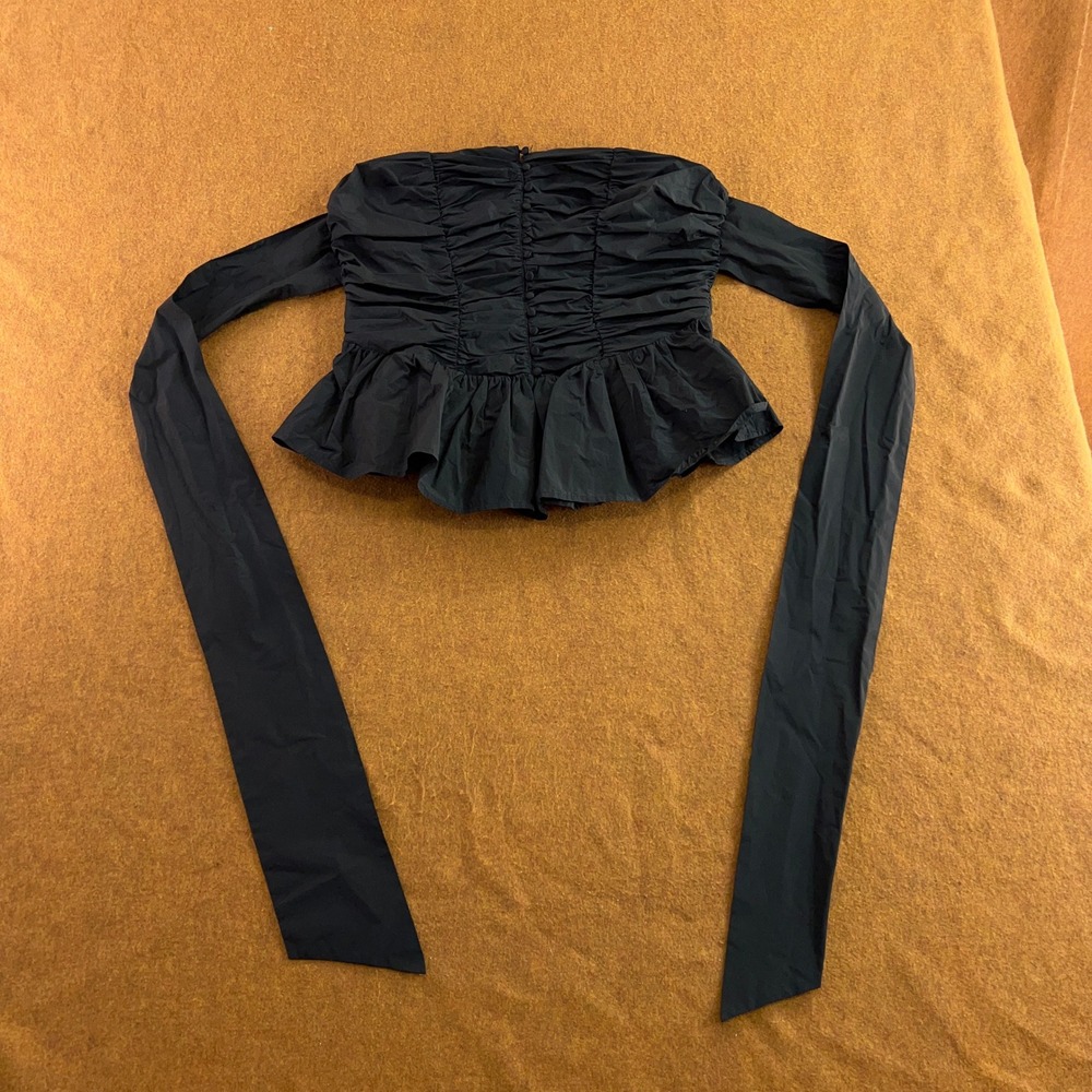Kimchi Blue Womens XL Black Ruched Peplum Sash Tie Strapless Tube Top NWT
